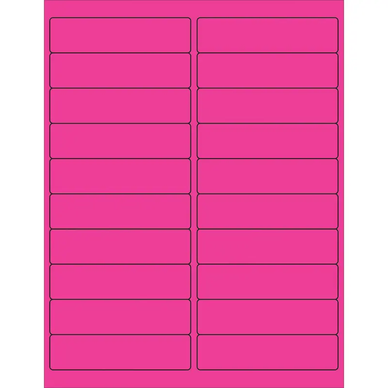 4 x 1" Fluorescent Pink Rectangle Laser Labels (LL177PK) Case Of 2000