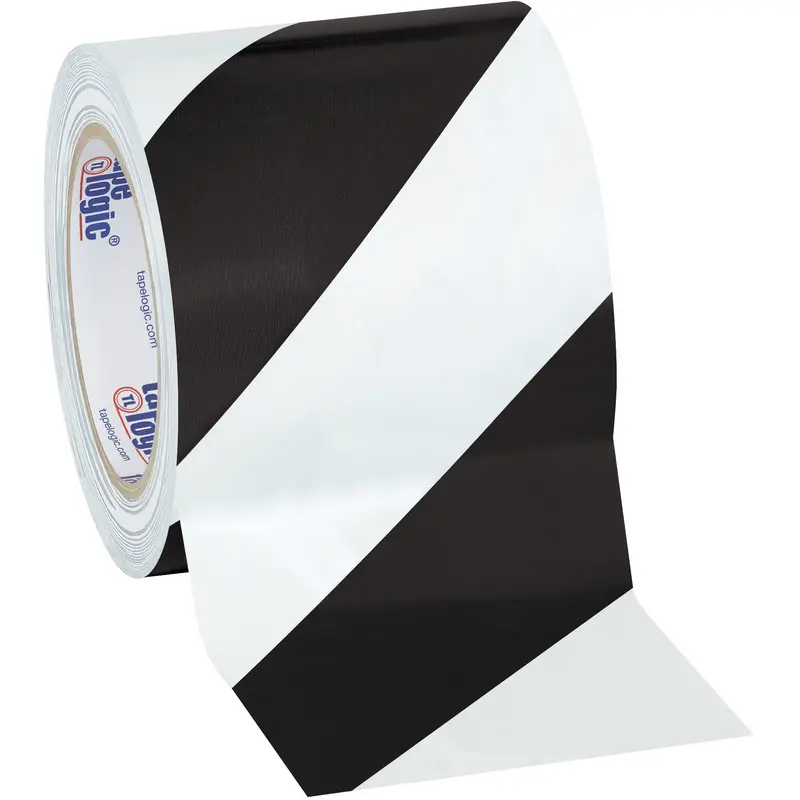 4" x 36 yds. Black/White Tape Logic Striped Vinyl Safety Tape (T9436BW) Case Of 12