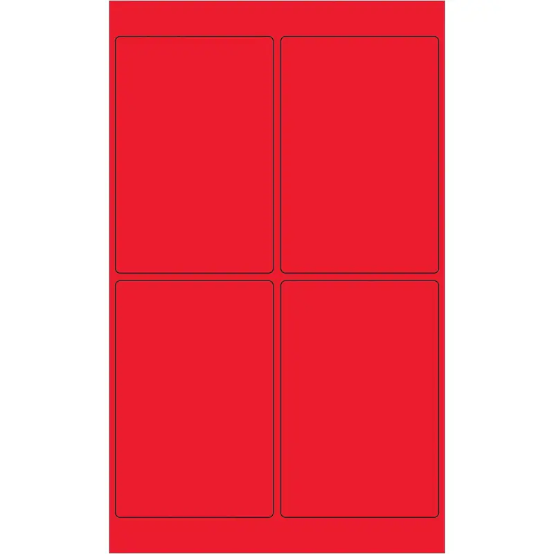 4 x 6" Fluorescent Red Rectangle Laser Labels (LL186RD) Case Of 400