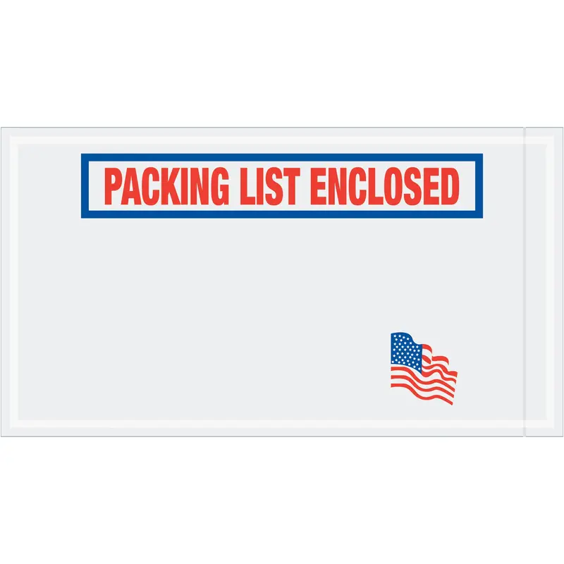 5 1/2 x 10" U.S.A. Flag "Packing List Enclosed" Envelopes (PL512) Case Of 1000