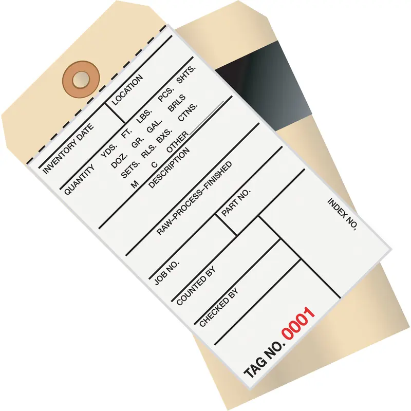 6 1/4 x 3 1/8" - (2500-2999) Inventory Tags 2 Part Carbon Style #8 (G17061) Case Of 500