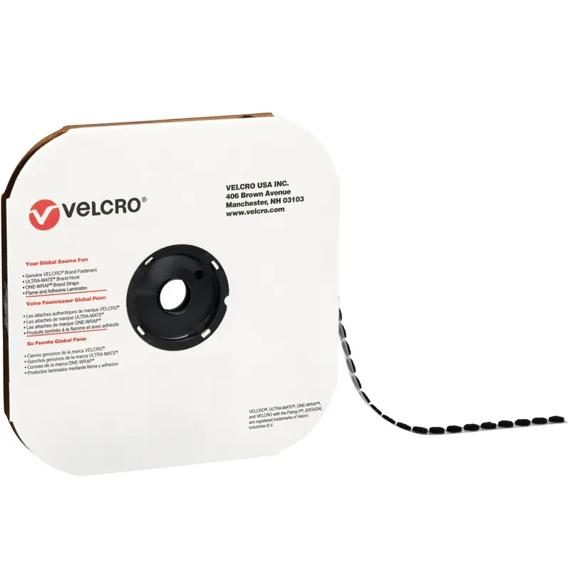 5/8" - Hook - Black VELCRO Brand Tape - Individual Dots (VEL170) Case Of 1200