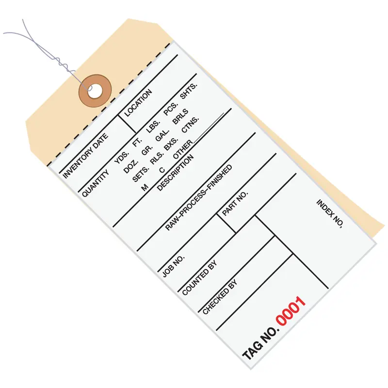 6 1/4 x 3 1/8" - (8500-8999) Inventory Tags 2 Part Carbonless # 8 - Pre-Wired (G15183) Case Of 500