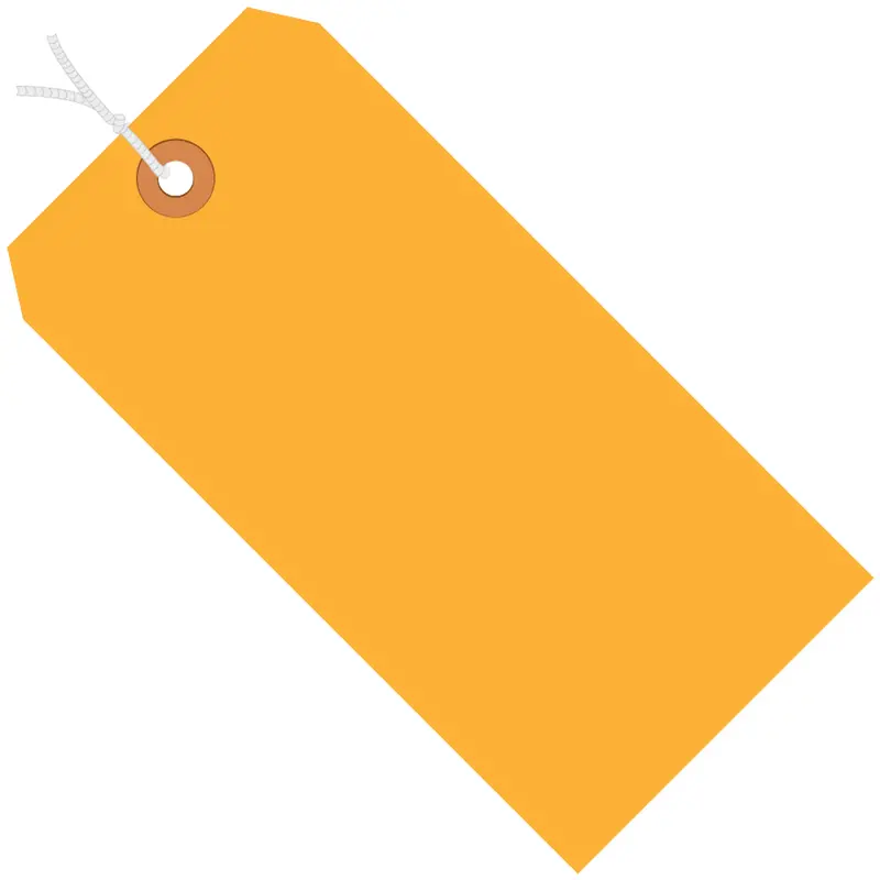 6 1/4 x 3 1/8" Fluorescent Orange 13 Pt. Shipping Tags - Pre-Strung (G12082D) Case Of 1000