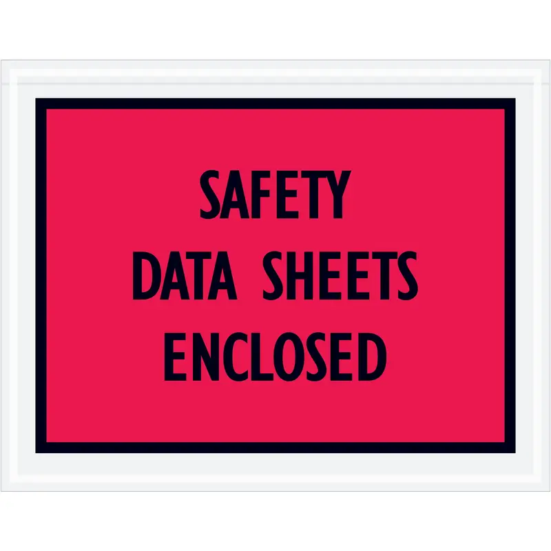7 x 5 1/2" Red "Safety Data Sheets Enclosed" Envelopes (PL400) Case Of 1000