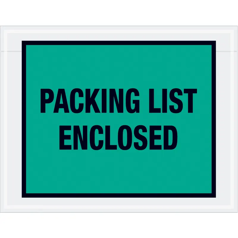 7 x 5 1/2" Green "Packing List Enclosed" Envelopes (PL408) Case Of 1000