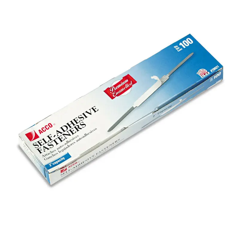 ACCO Premium Self-Adhesive Two-Prong Paper Fastener Bases, 2" Capacity, 2.75" Center to Center, Brown, 100/Box (ACC70021) Box of 100 Fasteners