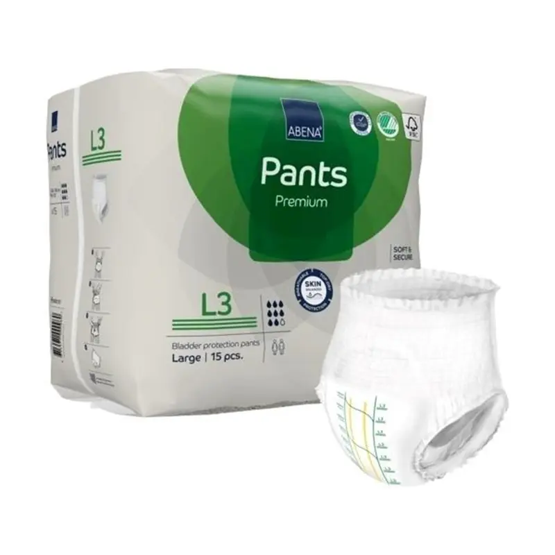 Abena Premium Pants L3 Unisex Adult Absorbent Underwear Pull On with Tear Away Seams Large Disposable Heavy Absorbency (1218235_PK) 15/PK