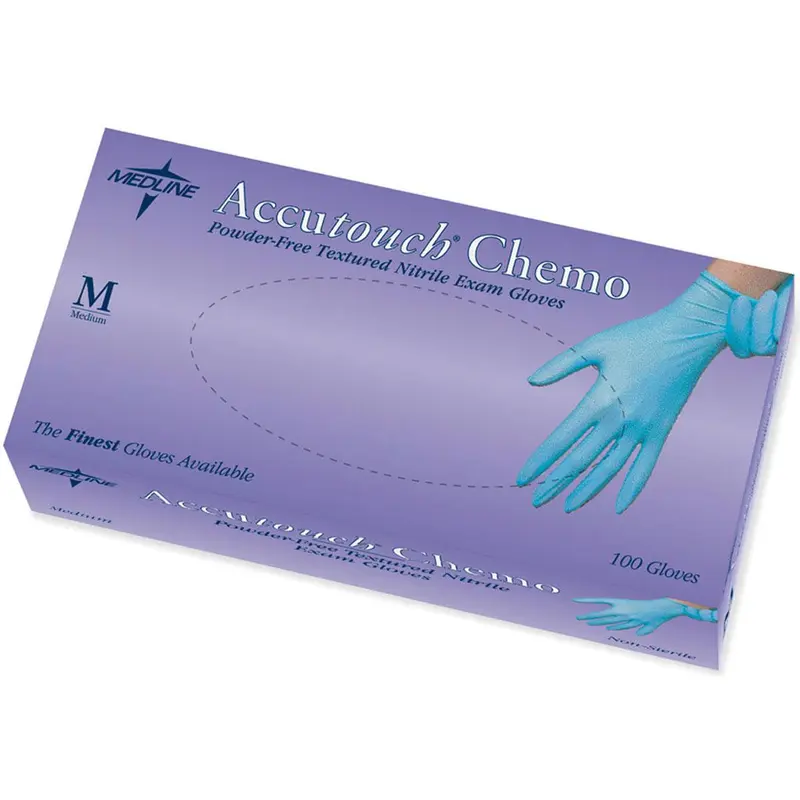 Accutouch Chemo Powder-Free Blue Nitrile Exam Gloves, Size M, 100/BX (MDS192085H) Box of 100