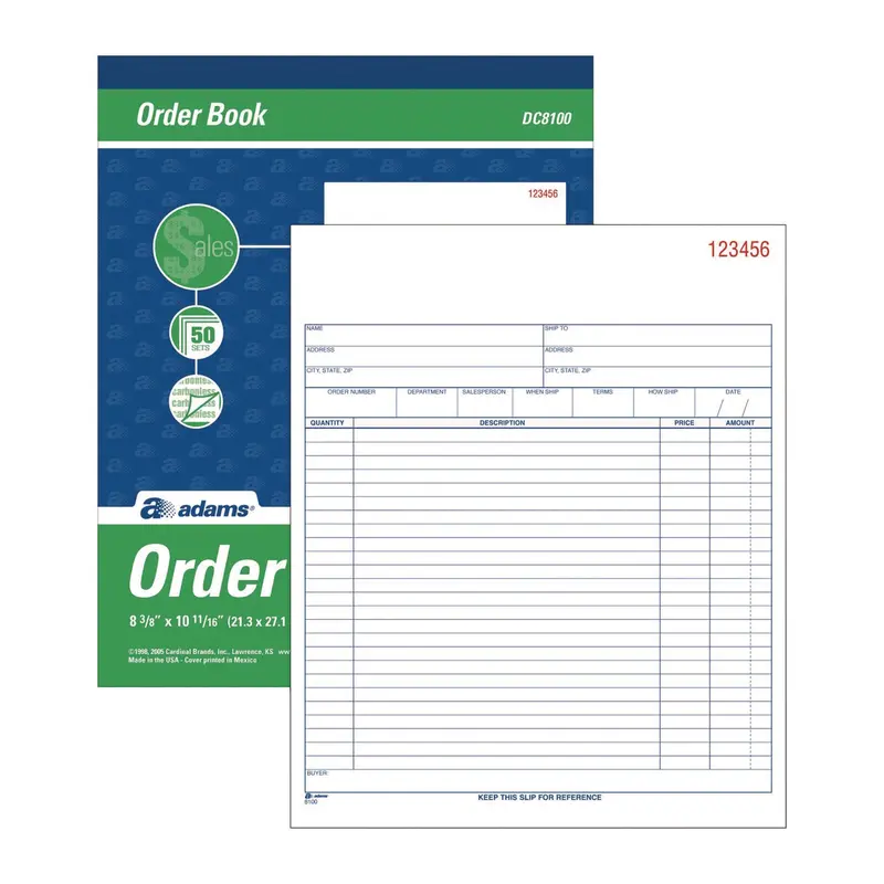 Adams Multipart Sales Order Pad, Two-Part Carbonless, 8.38 x 10.19, 50 Forms Total (ABFDC8100) Each