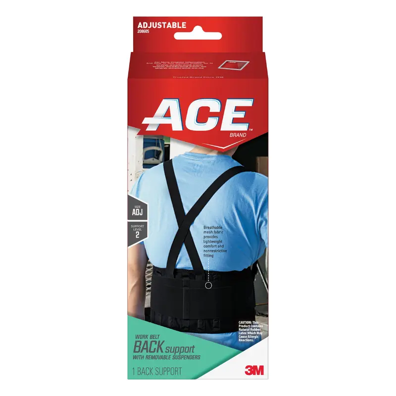 Ace Occupational Back Support One Size Fits Most Hook and Loop Closure Up to 48 Inch Waist Circumference 9 Inch Height Adult (1084240_BX) 12/BX