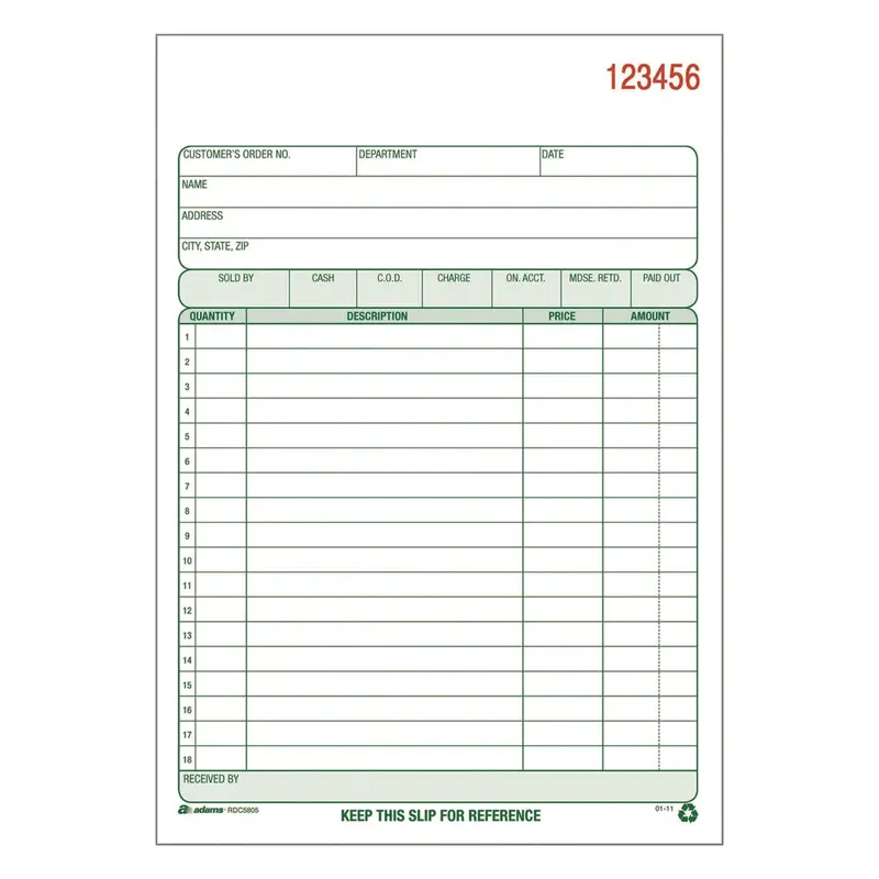 Adams Multipart General-Purpose Sales Pad, Two-Part Carbonless, 5.56 x 7.94, 50 Forms Total (ABFRDC5805) Each