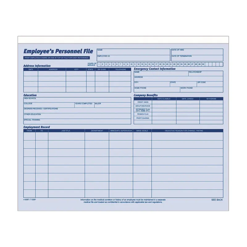 Adams Personnel File Folder, 11 3/4" x 9 5/8" (ABF9287) Pack of 20