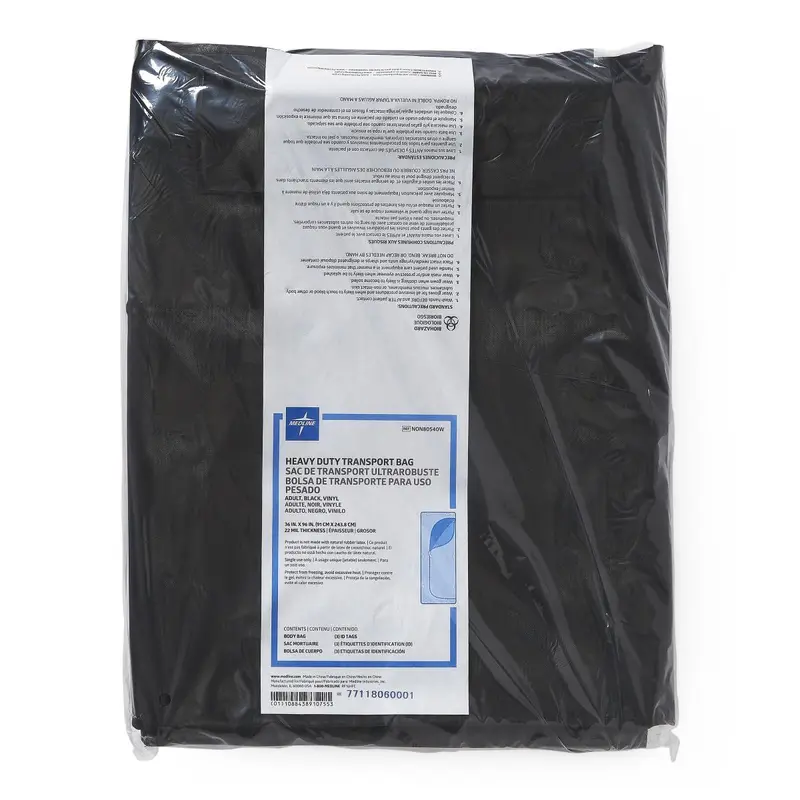 Adult Transport Body Bag with Metal Zipper, 6 Handles, PVC, 500 lb. Limit, White, 36" x 90", 1 EA (NON70740WH) Each