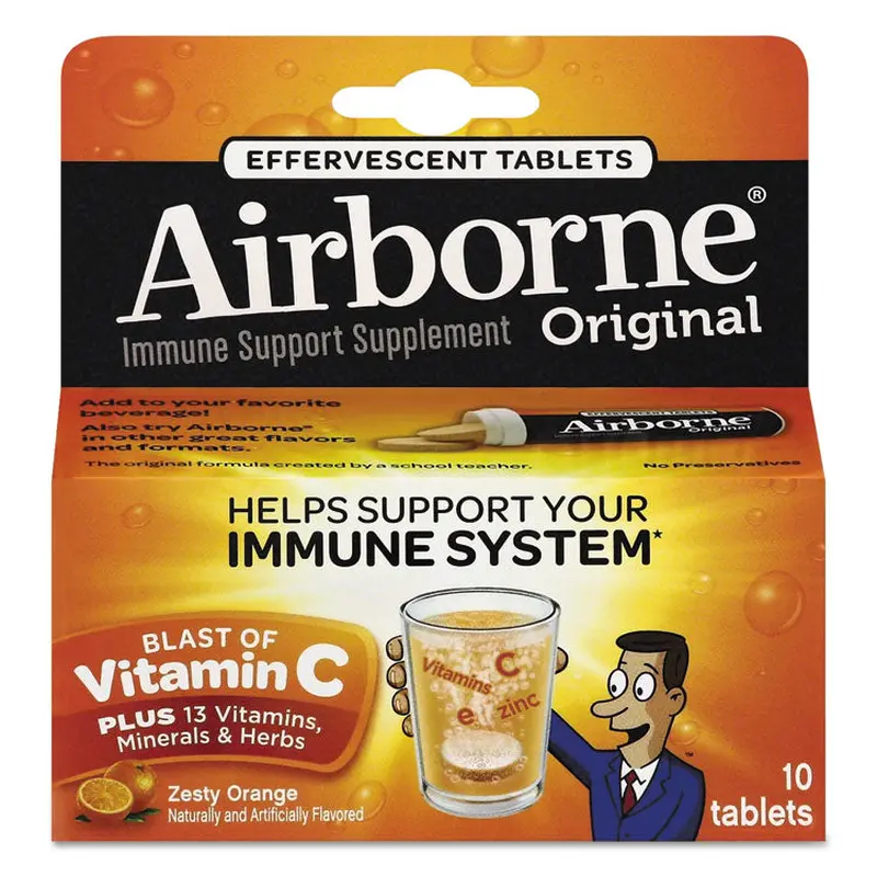 Airborne Immune Support Effervescent Tablet, Zesty Orange, 10/Box (ABN30004) Each