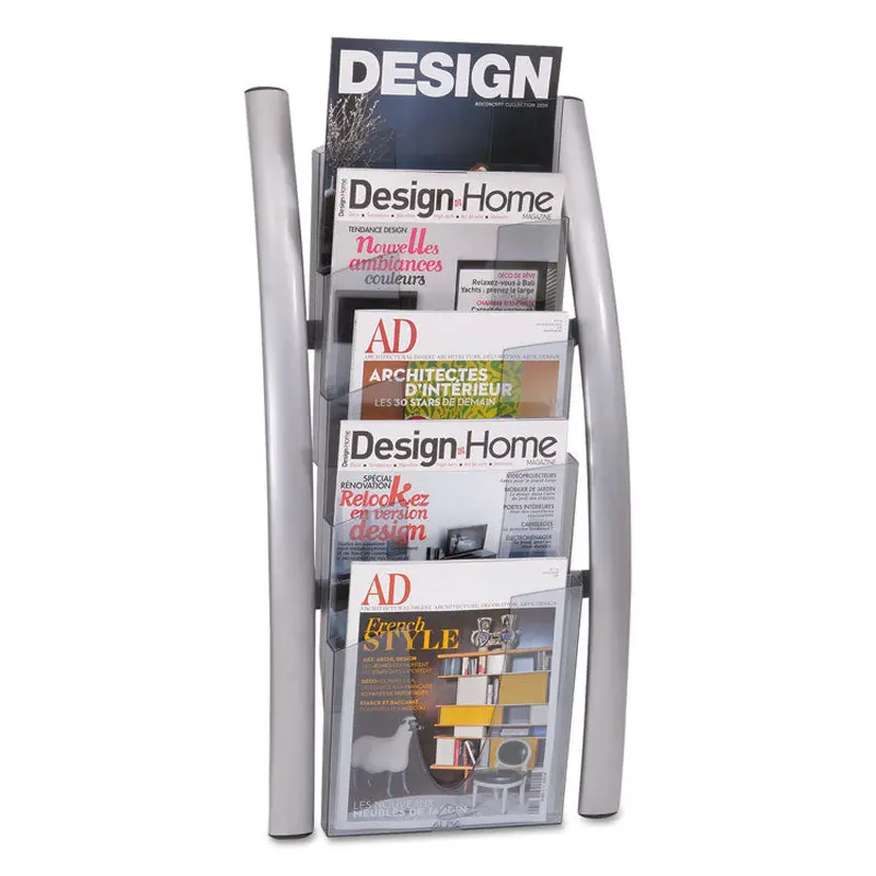 Alba Wall Literature Display, 13w x 3.5d x 28.5h, Silver Gray/Translucent (ABADDICE5M) Each