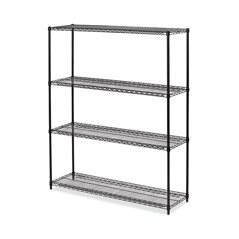 Alera All-Purpose Wire Shelving Starter Kit, Four-Shelf, 60w x 18d x 72h, Black Anthracite Plus (ALESW206018BA) Each