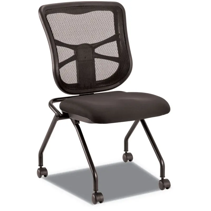 Alera Alera Elusion Mesh Nesting Chairs, Supports Up to 275 lb, 18.1" Seat Height, Black Seat, Black Back, Black Base, 2/Carton (ALEEL4915) Case of 2