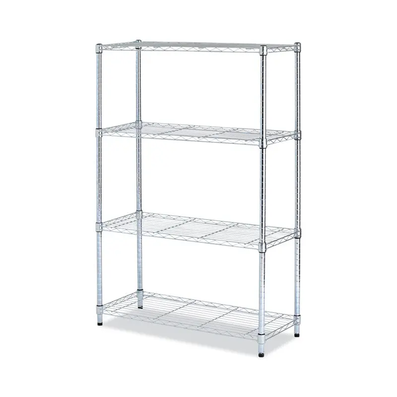 Alera Residential Wire Shelving, Four-Shelf, 36w x 14d x 54h, Silver (ALESW843614SR) Each