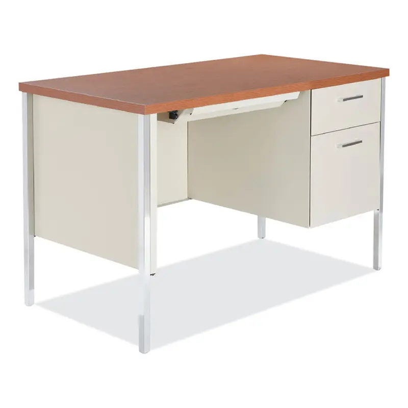 Alera Single Pedestal Steel Desk, 45.25" x 24" x 29.5", Cherry/Putty (ALESD4524PC) Each