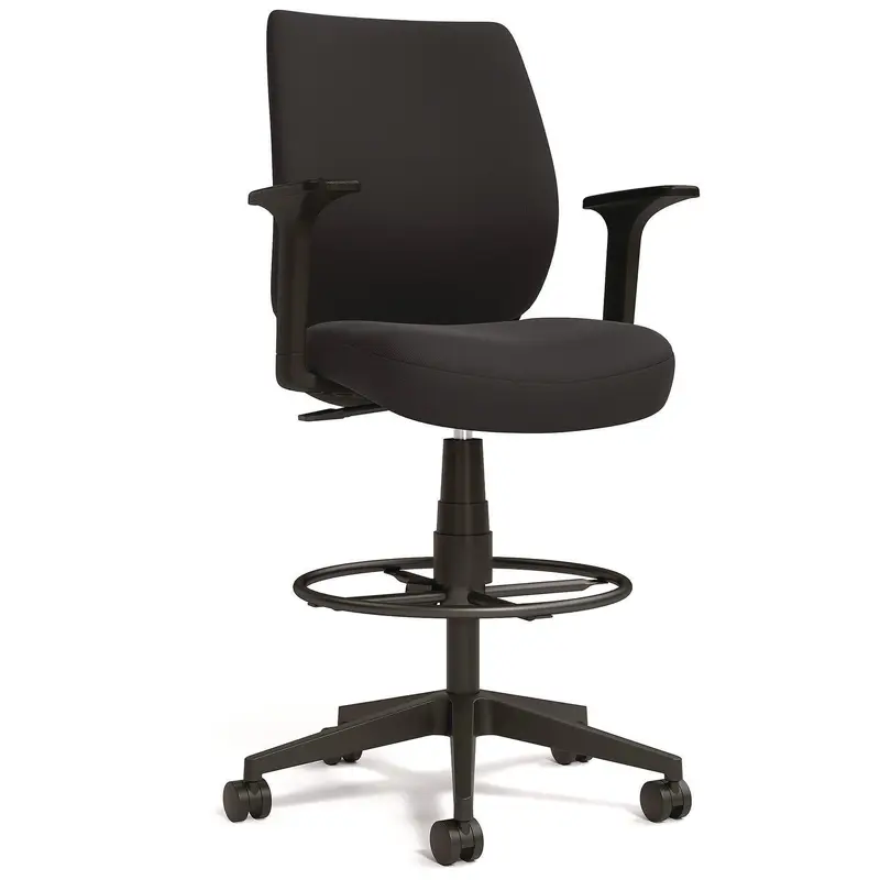 Alera Wessex Drafting Stool, Fabric, Supports Up to 275 lb, 27.95 to 33.66 Seat Height, Black Seat, Black Back, Black Base (ALEWX4614) Each