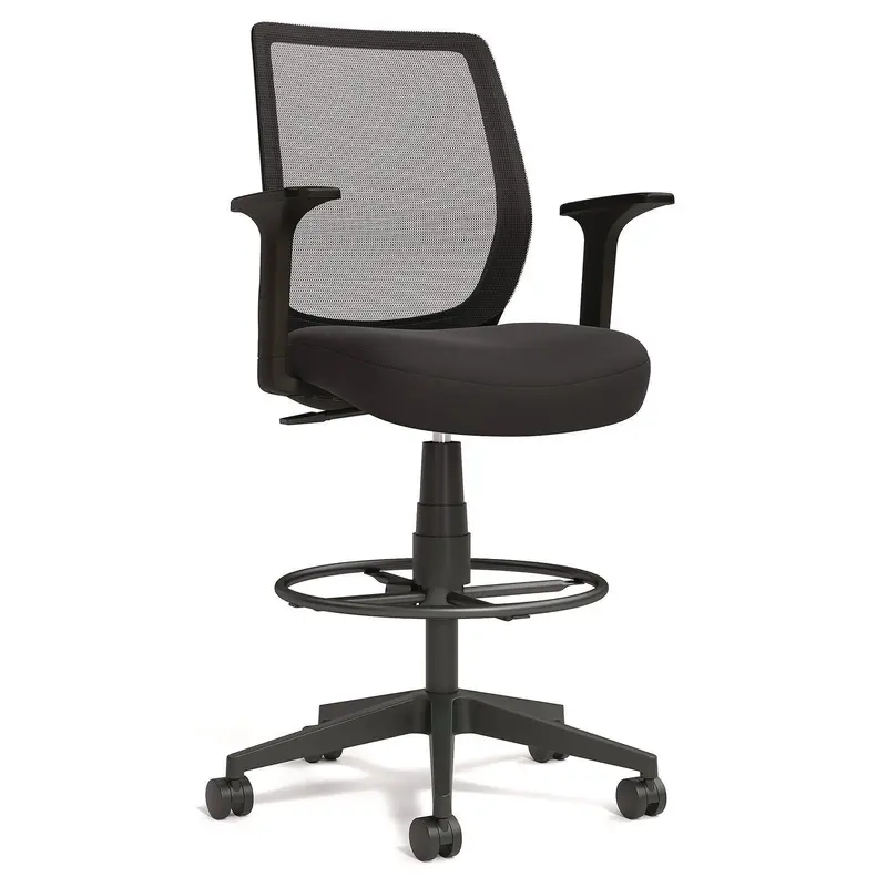 Alera Wessex Drafting Stool, Mesh Back, Supports Up to 275 lb, 27.95 to 33.66 Seat Height, Black Seat, Black Back, Black Base (ALEWX46BME17) Each