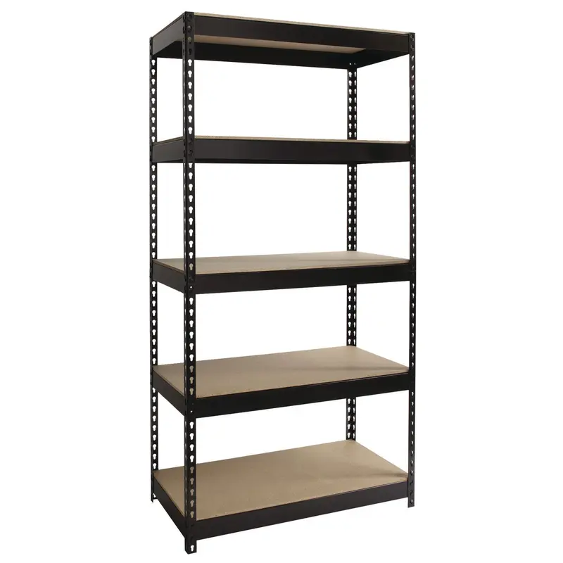 Alera Steel Shelving with Particleboard Shelves, Five-Shelf, 36w x 18d x 72h, Steel, Black (ALESU721836P) Each