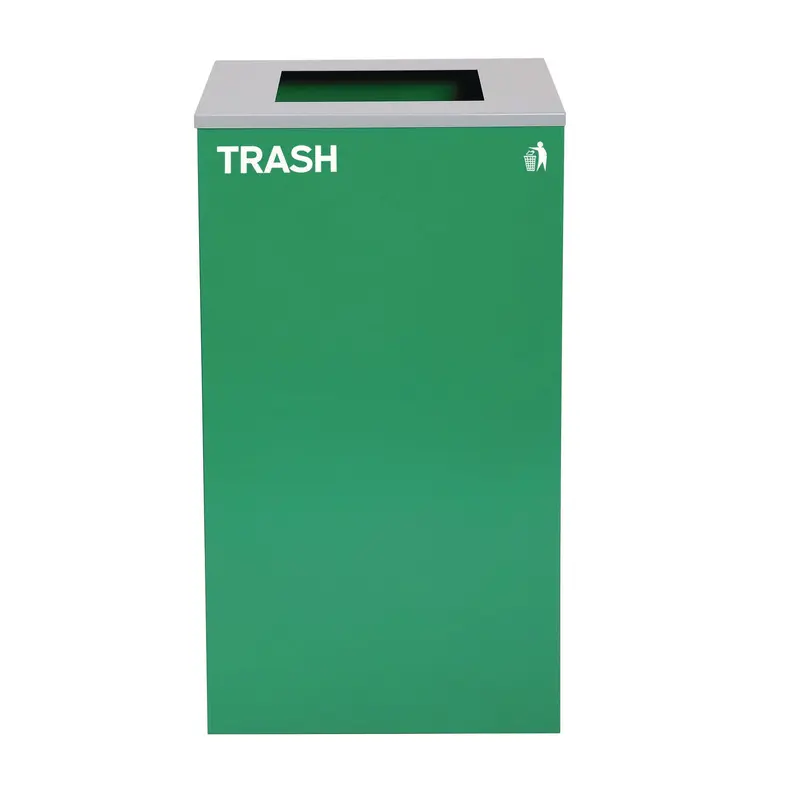Alpine Industries 29 Gallon Trash/Recycling Cans, Steel, Green Trash Can with Square Lid (ALH4450KITGRNST) Each