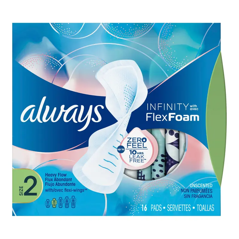 Always Infinity with Flex Foam Feminine Pad Maxi with Wings Super Absorbency (1086785_BX) 16/BX