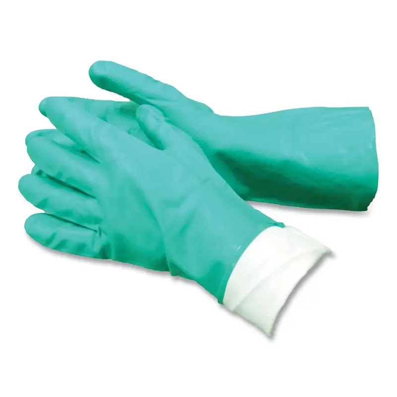 AMBITEX Pro N650 Series Flock-Lined Nitrile Rubber Gloves, 13" Long, 15 mil, X-Large, Green, 12 Pairs (TXINTL650XLHDG) 1 Dozen
