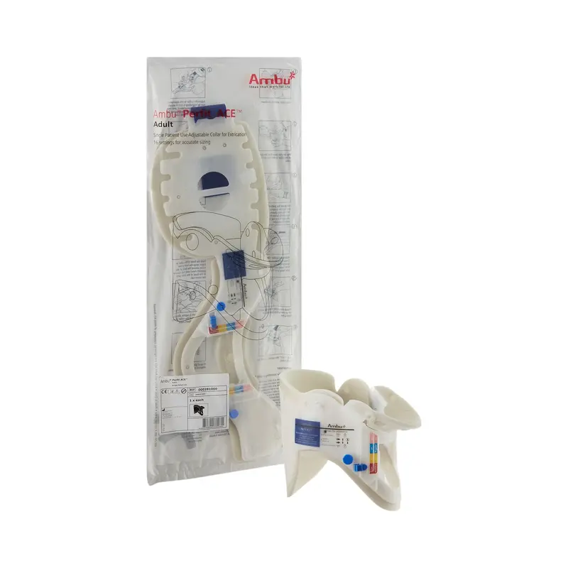 Ambu Perfit ACE Extrication Cervical Collar Preformed Adult One Size Fits Most One-Piece / Trachea Opening Adjustable Height Adjustable Neck Circumference (374576_EA) 1/EA