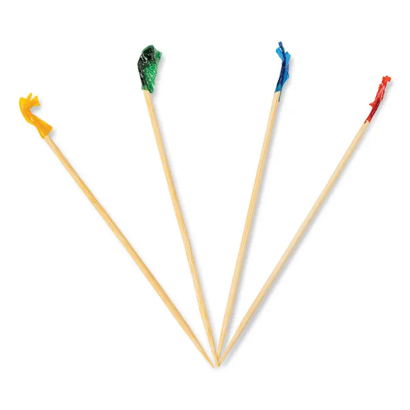 AmerCareRoyal Cellophane-Frill Wood Picks, Bamboo, 4" Assorted, 10,000/Carton (RPPR812B) Case of 10000