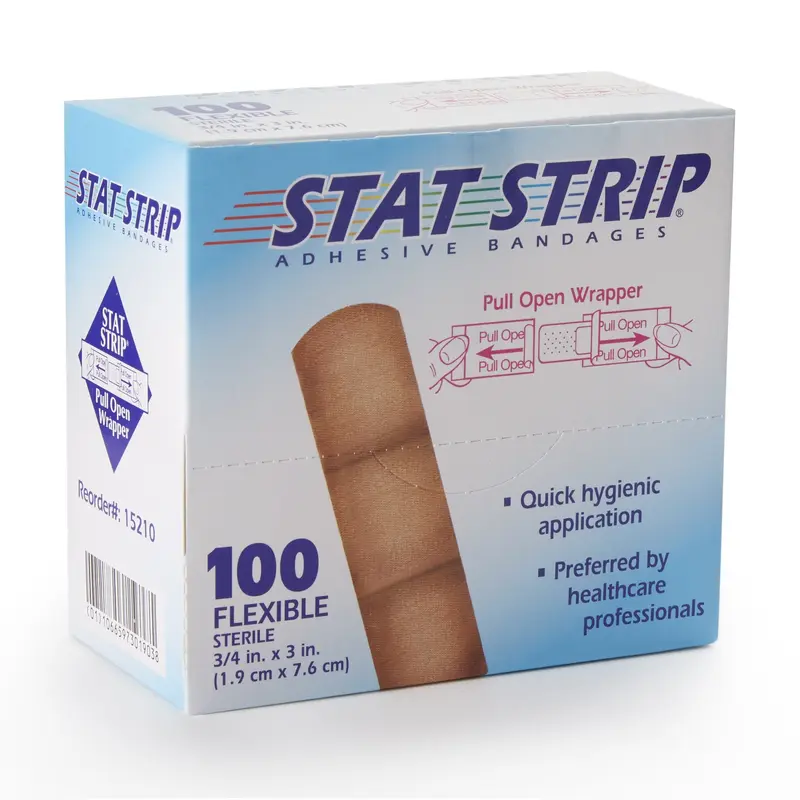American White Cross Stat Strip Adhesive Strip 3/4 X 3 Inch Fabric Rectangle Tan Sterile (197057_BX) 100/BX