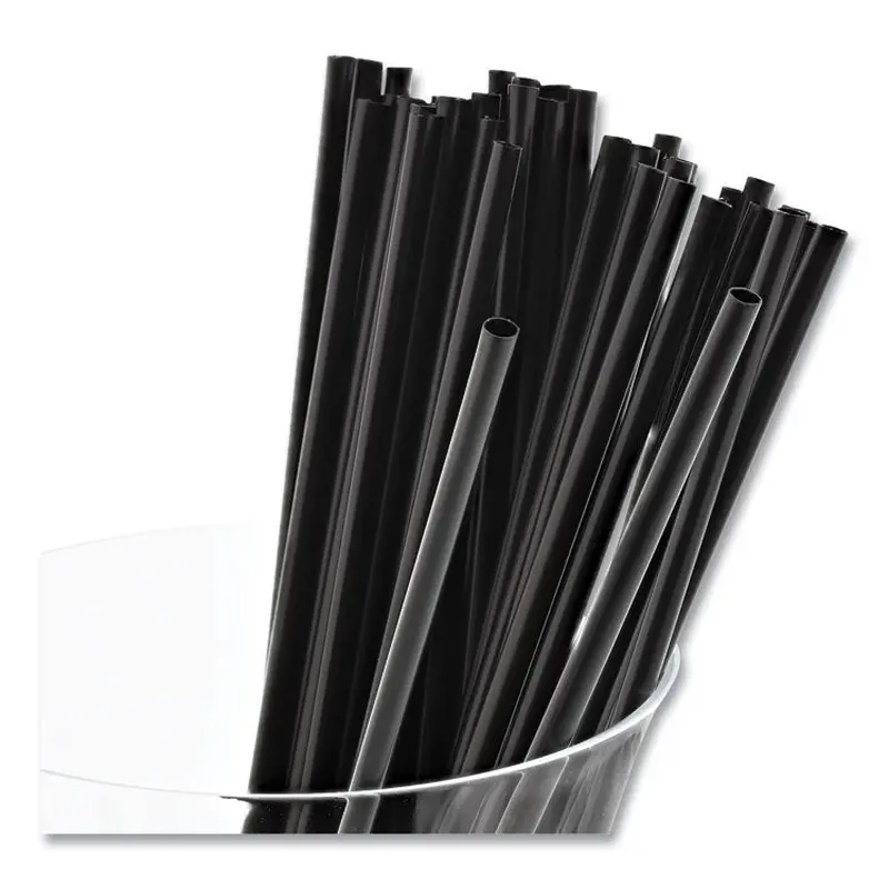 AmerCareRoyal Sip Straws, 7.5", Plastic, Black, 10,000/Carton (RPPS1525BK7) Case of 10000