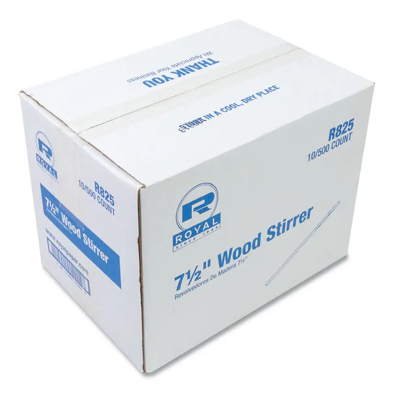 AmerCareRoyal Wood Coffee Stirrers, 7.5" Long, 500/Box, 10 Boxes/Carton (RPPR825CT) Case of 5000
