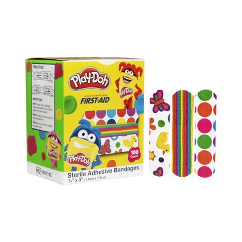 American White Cross Adhesive Strip 3/4 X 3 Inch Plastic Rectangle Kid Design (Play Doh) Sterile (1156948_CS) 1200/CS