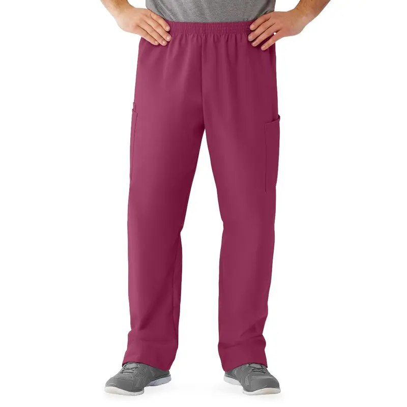 AngelStat Unisex Cargo Scrub Pants with Elastic Waist, Raspberry, Regular Inseam, Size S, 1 EA (674NTRSM) Each