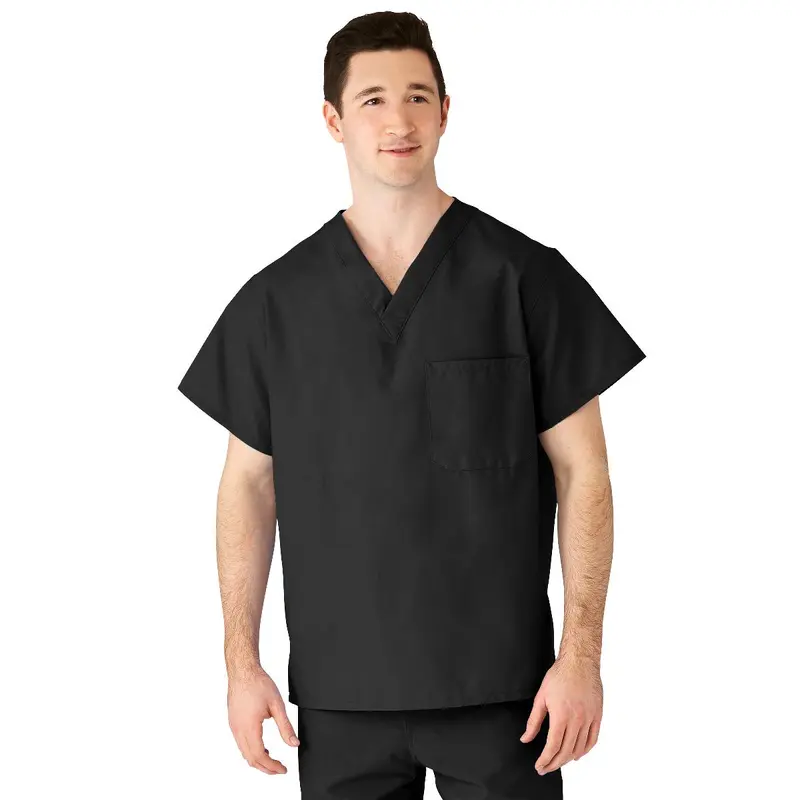 AngelStat Unisex Reversible V-Neck Scrub Top with 2 Pockets, Black, Size S, Color Code, 1 EA (610BLKS-CM) Each