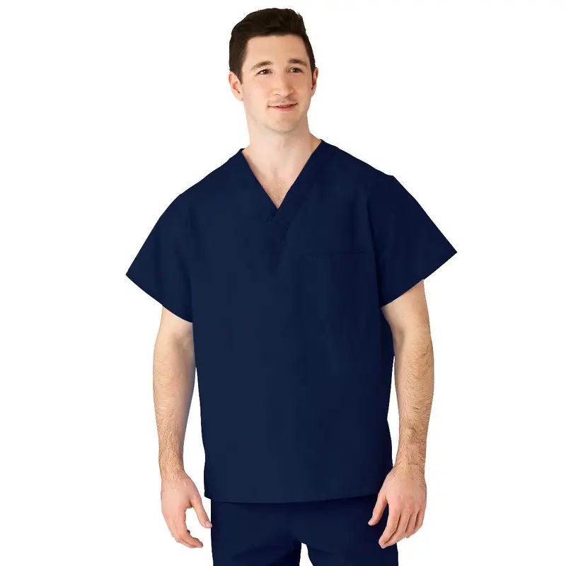 AngelStat Unisex Reversible V-Neck Scrub Top with 2 Pockets, Navy, Size S, Angelica Color Code, 1 EA (M610NNTS-CA) Each