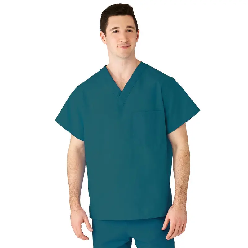 AngelStat Unisex Reversible V-Neck Scrub Top with 2 Pockets, Peacock, Size 4XL, Color Code, 1 EA (610NBT4XL-CM) Each