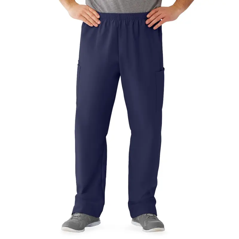 AngelStat Unisex Cargo Scrub Pants with Elastic Waist, Navy, Regular Inseam, Size L, 1 EA (674NNTLM) Each