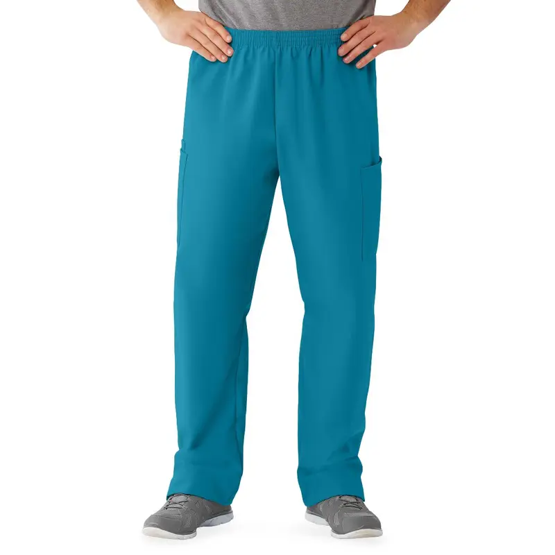 AngelStat Unisex Cargo Scrub Pants with Elastic Waist, Peacock, Long Inseam, Size L, 1 EA (674NBTLL) Each