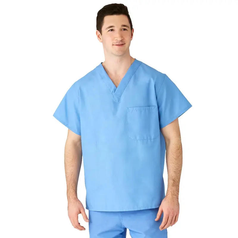 AngelStat Unisex Reversible V-Neck Scrub Top with 2 Pockets, Ceil Blue, Size 2XL, Color Coding, 1 EA (M610NTHXXL-CM) Each