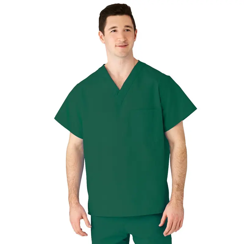 AngelStat Unisex Reversible V-Neck Scrub Top with 2 Pockets, Emerald, Size S, Angelica Color Code, 1 EA (610NJTS-CA) Each