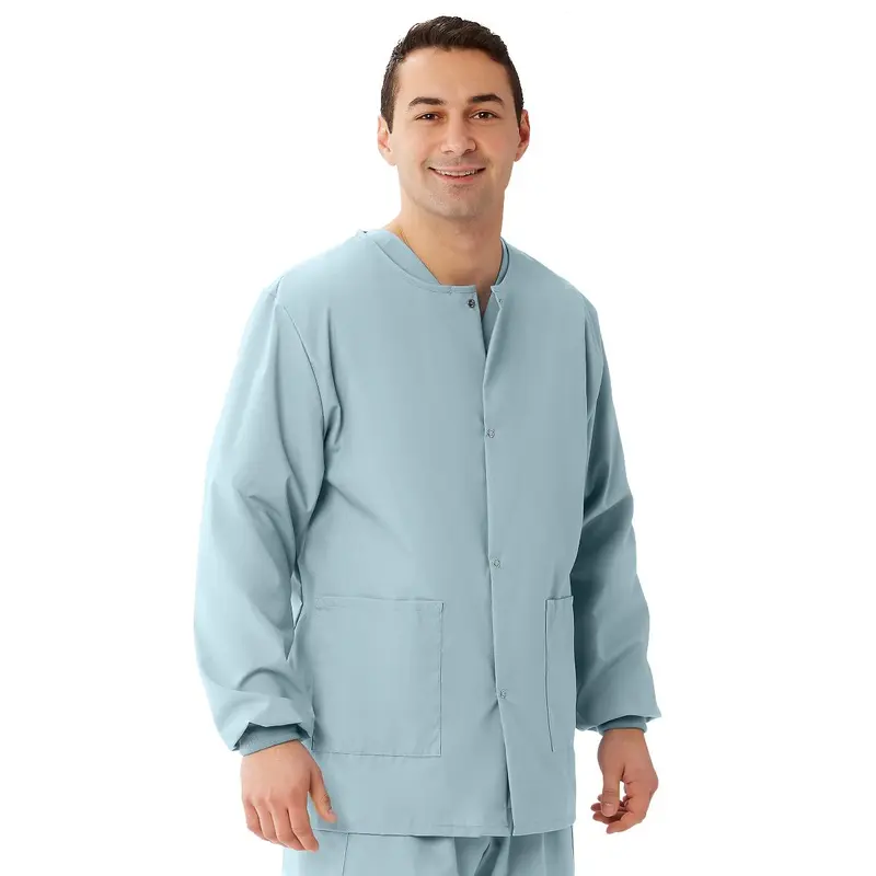 AngelStat Unisex Snap-Front Warm-Up Scrub Jacket, Misty, Size 4XL, 1 EA (849NTZ4XL) Each