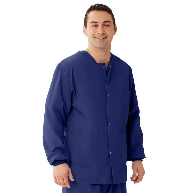 AngelStat Unisex Snap-Front Warm-Up Scrub Jacket, Navy, Size 2XL, 1 EA (849NNTXXL) Each