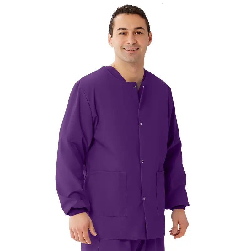 AngelStat Unisex Snap-Front Warm-Up Scrub Jacket, Regal Purple, Size XS, 1 EA (849NRPXS) Each