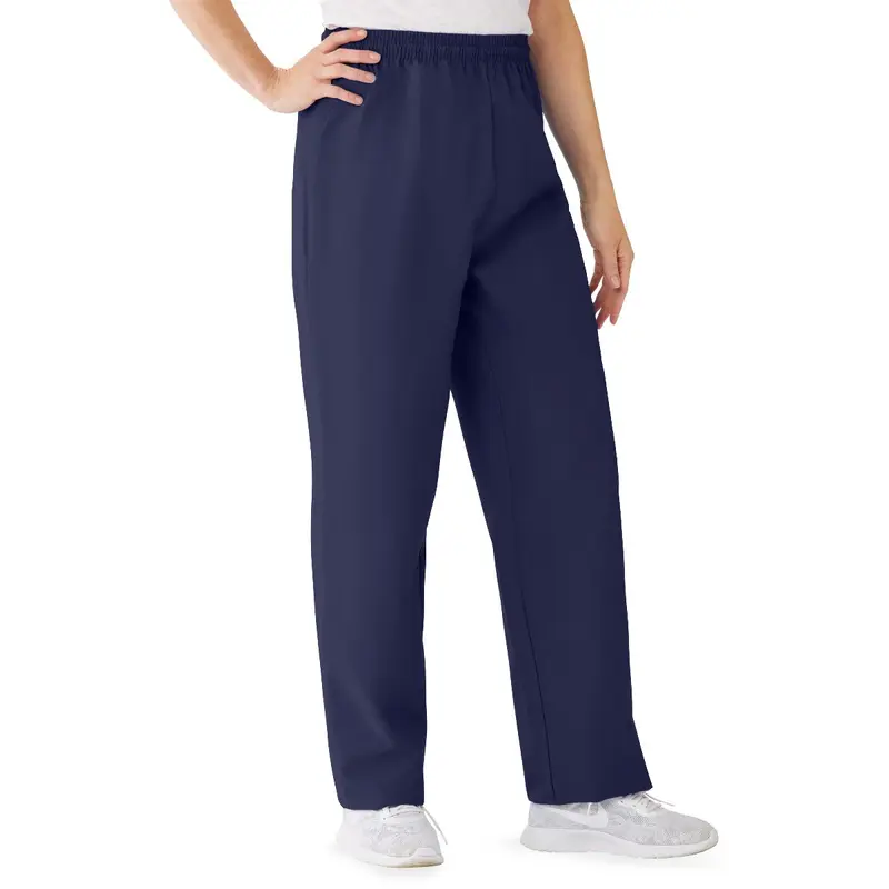 AngelStat Women's Elastic Waist Scrub Pants with Drawstring, Size L, Navy, 1 EA (854NNTL) Each