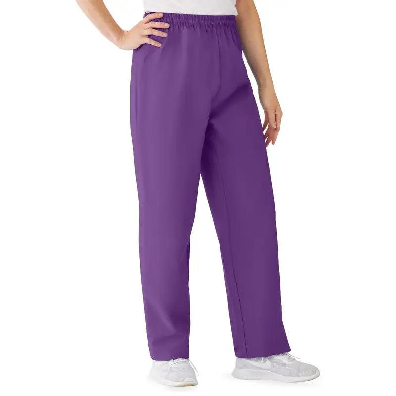 AngelStat Women's Elastic Waist Scrub Pants with Drawstring, Size M, Purple, 1 EA (854NRPM) Each