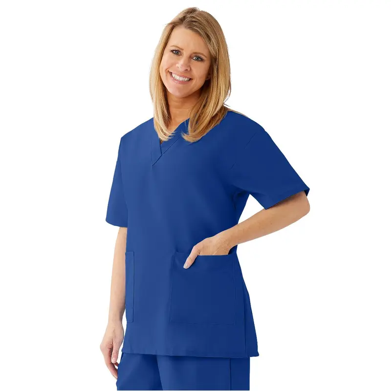 AngelStat Women's V-Neck Tunic Scrub Tops with 2 Pockets, Sapphire, Size 3XL, 1 EA (893NHTXXXL) Each